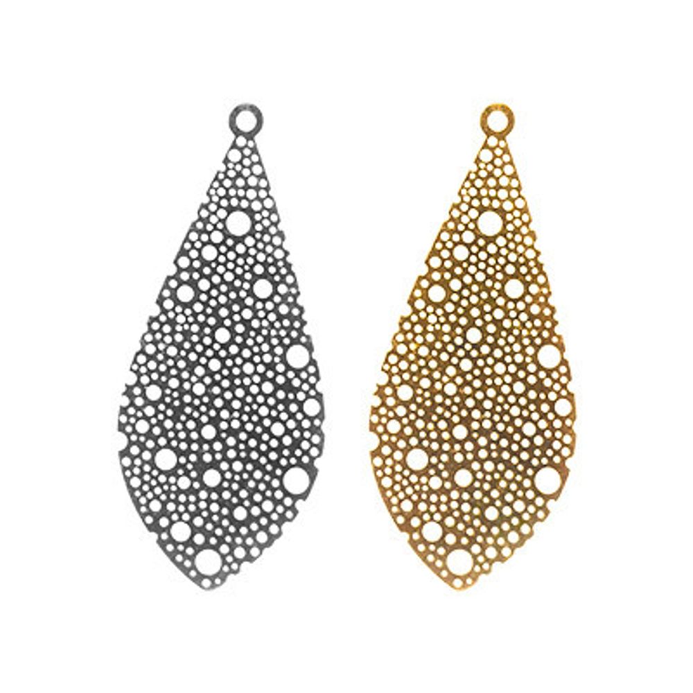 Филигранные элементы для бижутерии 4.8 см, лист, 4 шт, серебро, Zlatka FDP-017