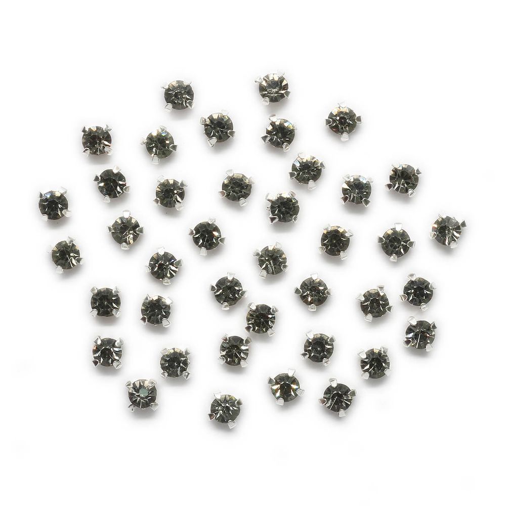 Хрустальные стразы в цапах/серебро, 4мм, 50 шт/упак, Astra&Craft (39 серый), 4AR159/166