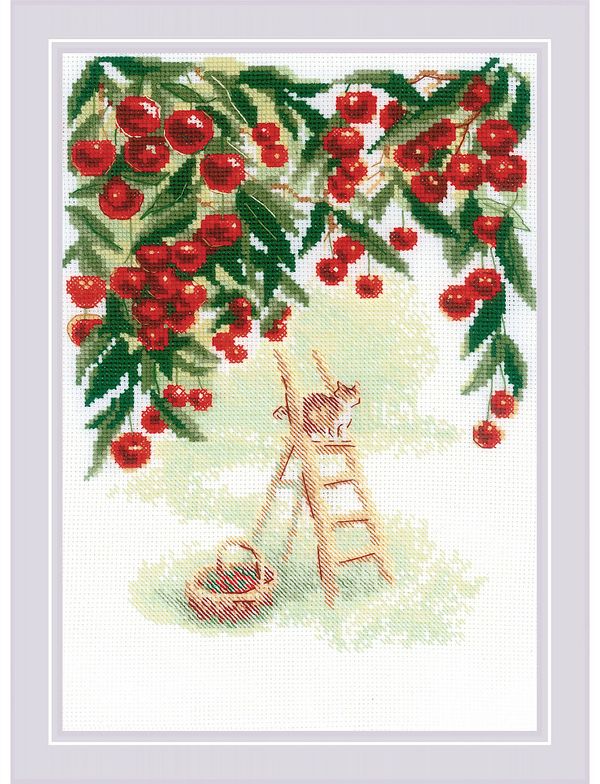 Набор для вышивания нитками Риолис 2205, Вишневый сад, 21х30 см