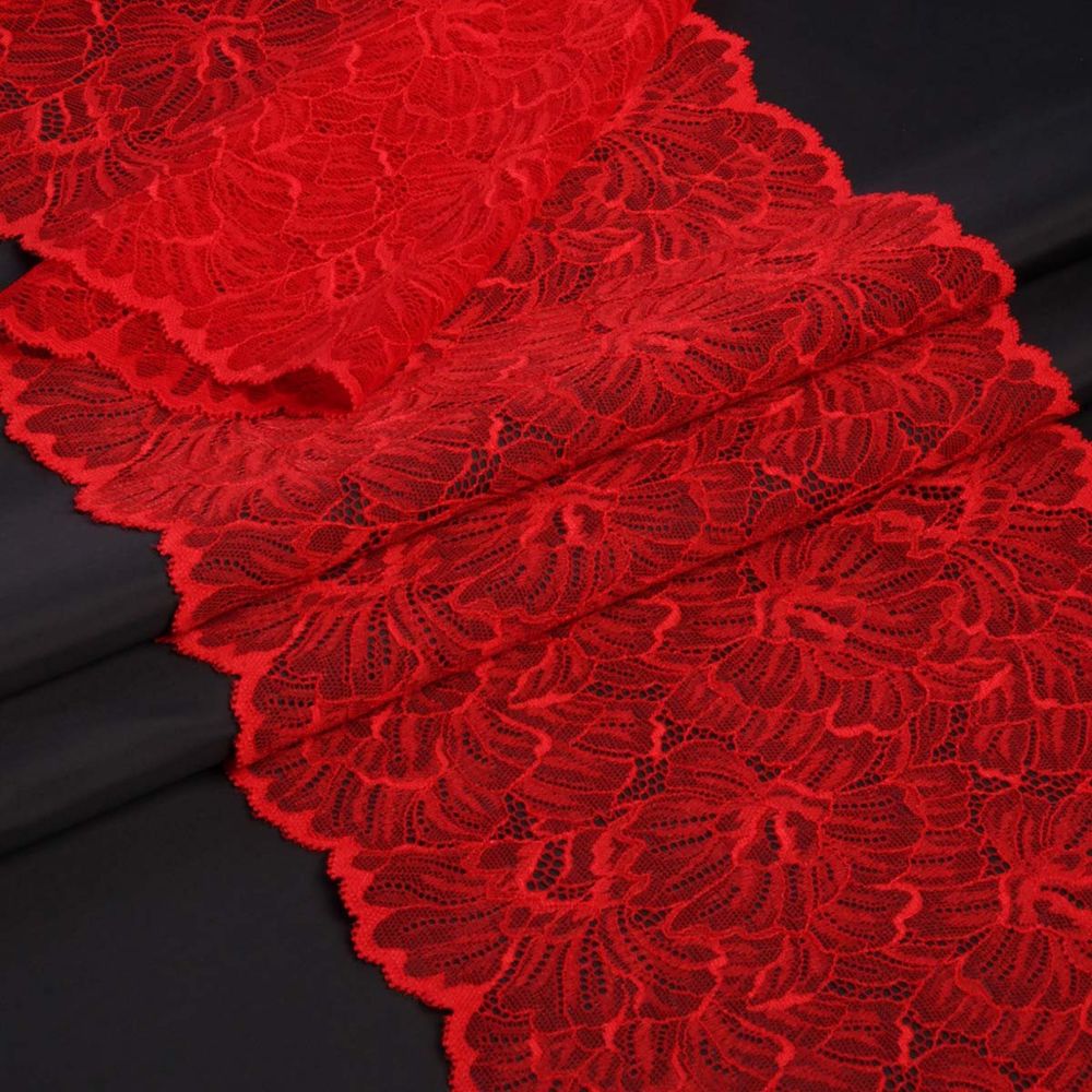 Кружево бельевое эластичное 240 мм / 13.72 м, цв. C820 красный