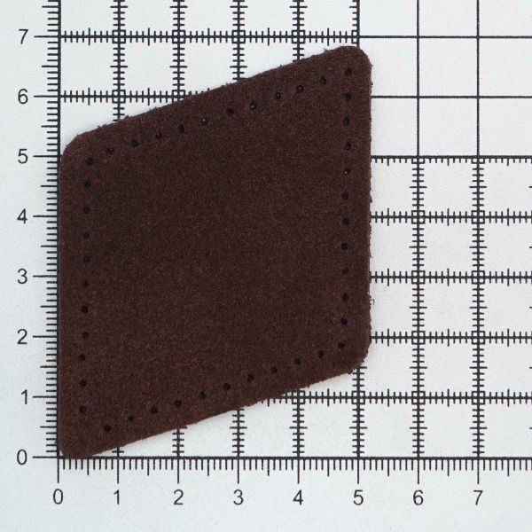 Заплатки пришивные из замши, ромб 6х8,4см с перфорацией, 2 шт, 100% кожа, 21 темно-коричневый, 59115
