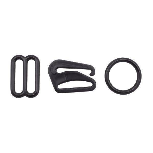 Набор фурнитуры для бюстгальтера пластик (кольца ⌀12 мм + регуляторы 14.5 мм + крючки 15 мм по 4 шт), цв.111 шок.корич., 27169