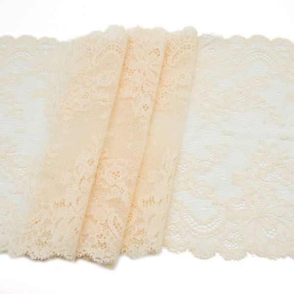 Кружево бельевое эластичное 200 мм / 10 м, молочный