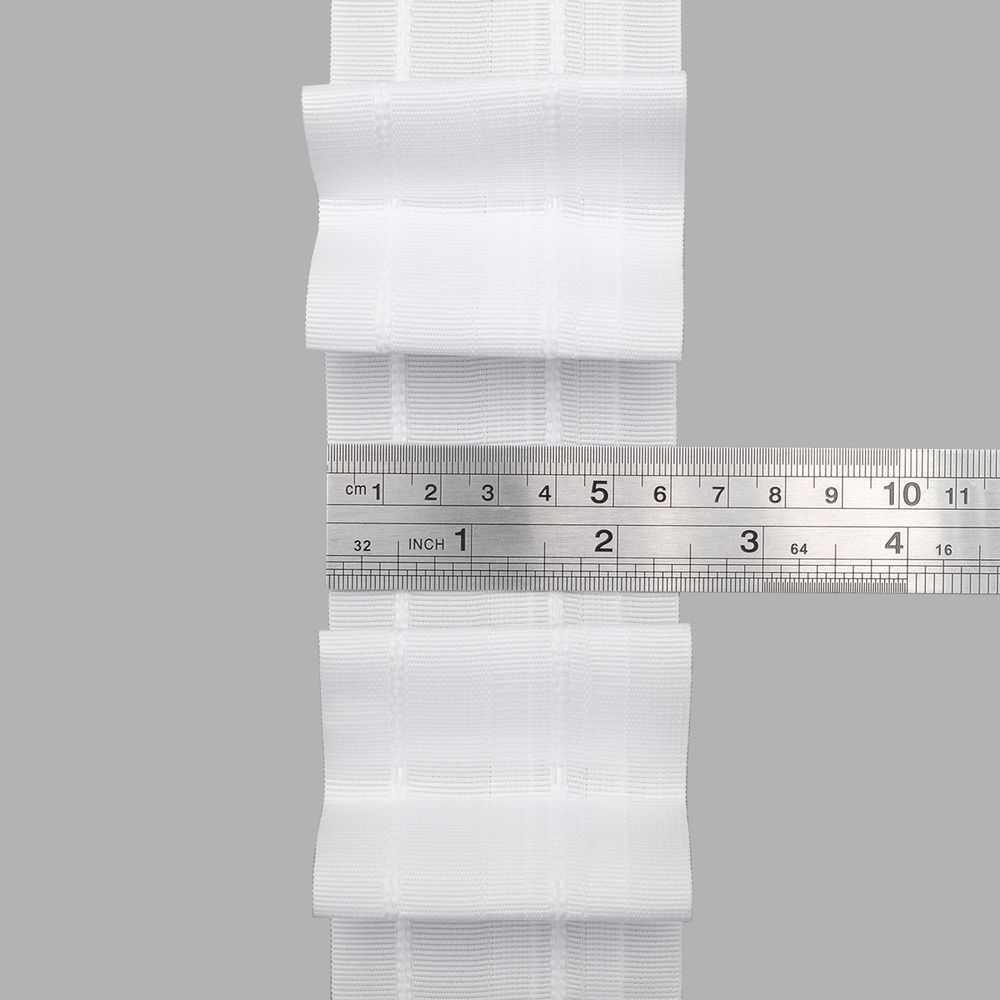 Лента (тесьма) шторная: сборка бантовая (1:2) 60 мм / 50 метров, (2 ряда петель, 2 шнура), белый, C93