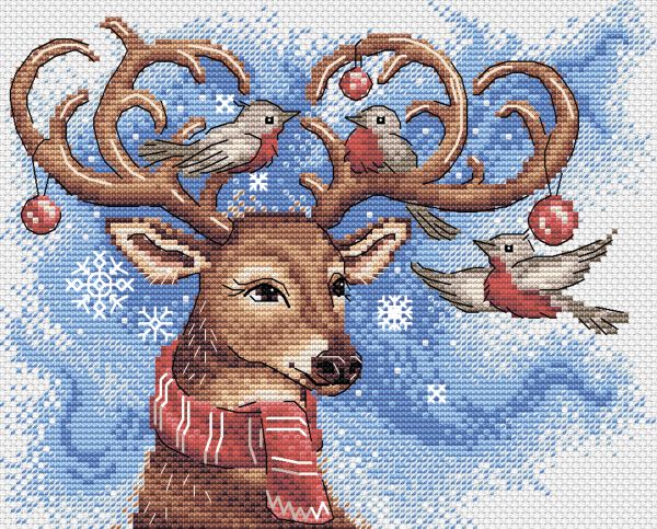 Набор для вышивания нитками МП Студия (Жар-птица), Мечтательный олень 18х22 см