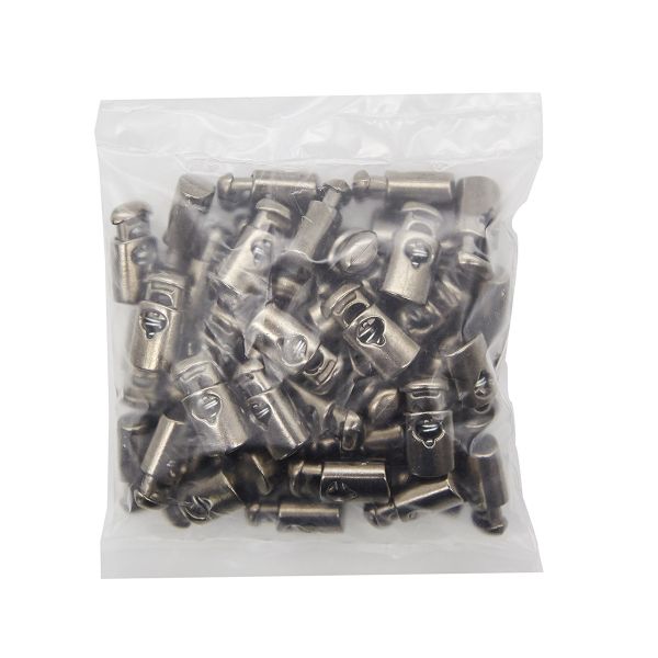 Фиксатор (зажим) для шнура пластик 1 отв., ⌀5.5 мм, 21х11 мм, цилиндр, под металл (черный никель), 200 шт