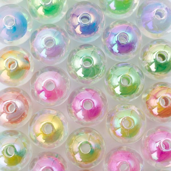 Бусины акрил (бусина в бусине) ⌀14 мм, 50±5 г, микс цвета,круг., АВ, 1AL052-2 , Astra&Craft