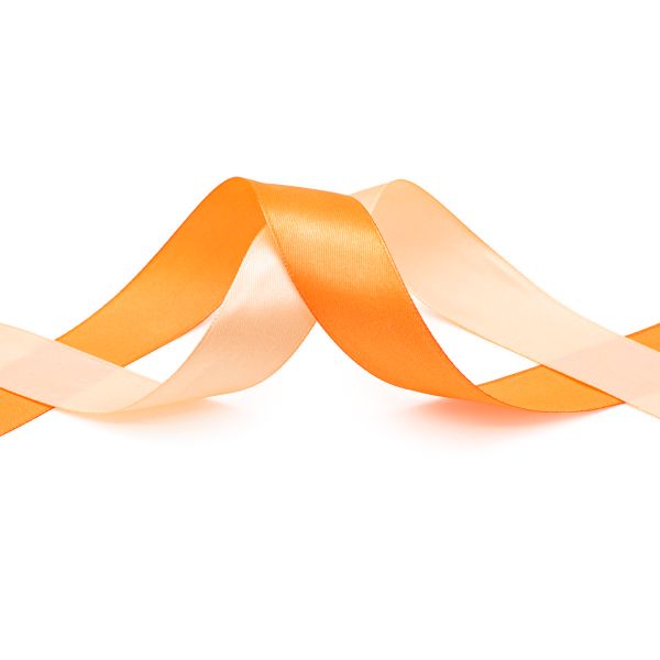 Набор атласных лент 2,5 см, 32.9 м, 2 ролика в упаковке, персиковый /яр.оранжевый