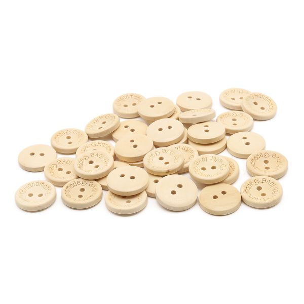 Пуговицы на 2 прокола Handmade with love 28L (18мм), дерево (Milk (молочный)), W22, 36 шт
