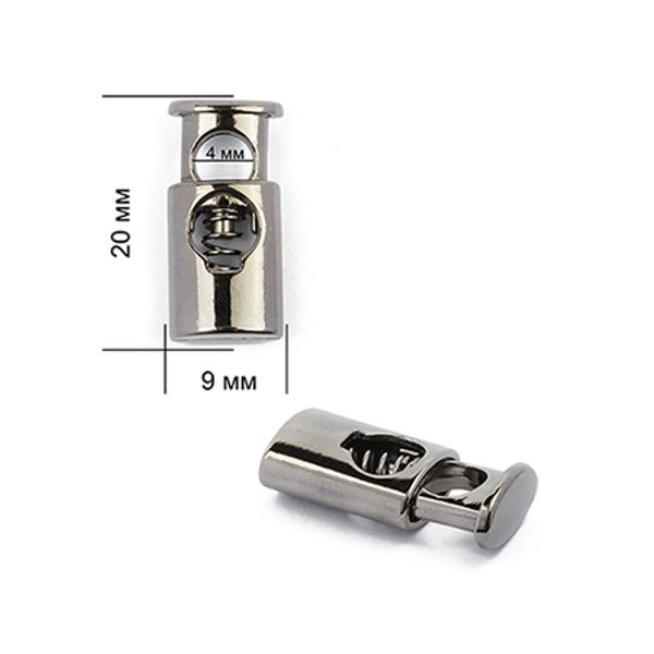 Фиксатор (зажим) для шнура металл 1 отв., 19.5х8.86 мм, (in ⌀4 мм), OR.0305-5338, цв. никель черный, уп. 100 шт