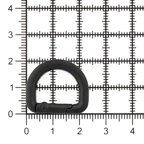 Карабин металл полукольцо 15 мм, черный матовый, MB_2232, 6 шт