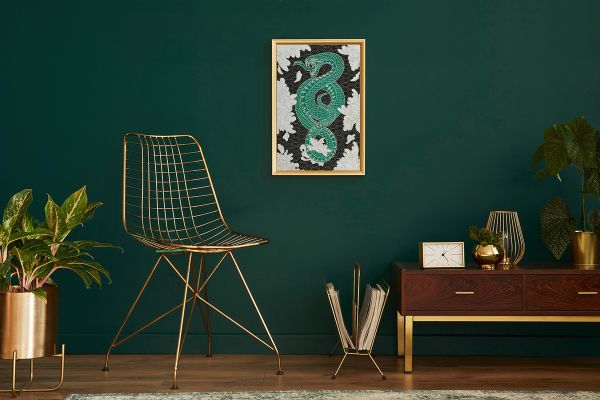 Набор для вышивания нитками Panna Золотая серия F-7487, Восточная змея, 28х41.5 см