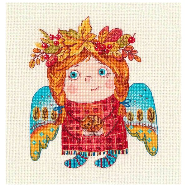 Набор для вышивания нитками Овен, Осенний ангел, 13х17см