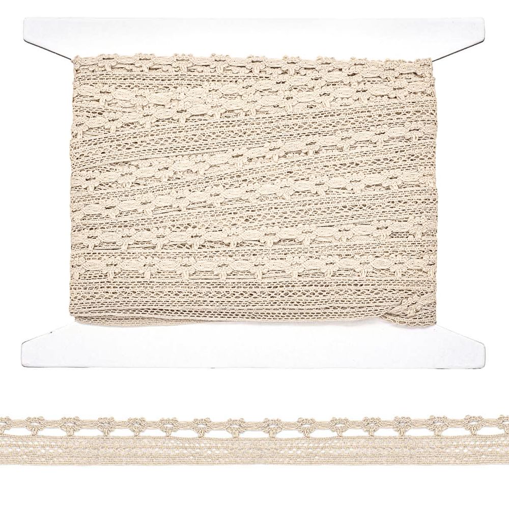 Кружево вязаное (тесьма) 24 мм, 476 бежевый, 13.71 м