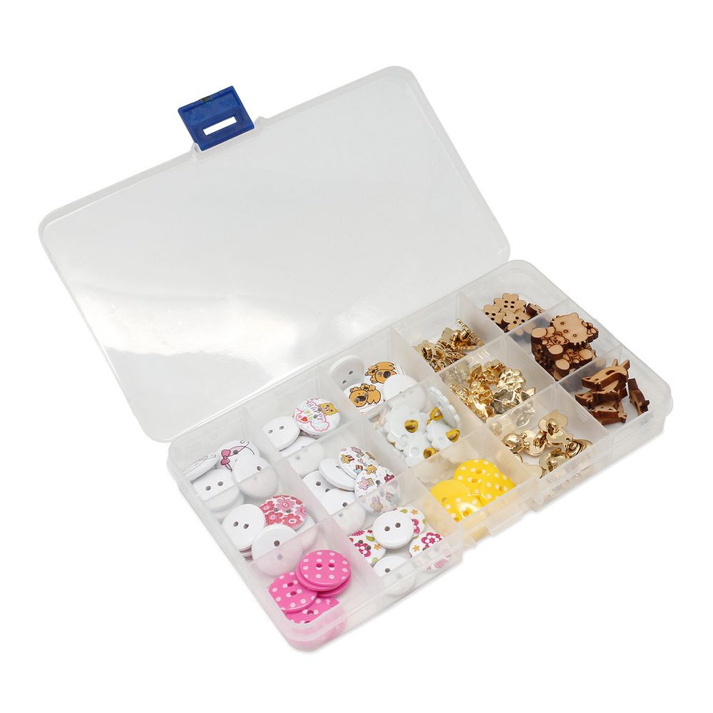 Украшения декоративные пуговицы в контейнере для девочки, 84 шт