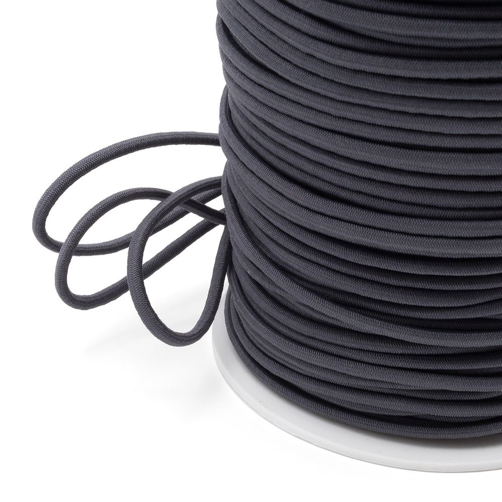 Резинка шляпная (шнур эластичный) ⌀4.0 мм / 100 метров, 12 серый