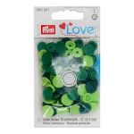 Кнопки Color Snaps, PrymLove, зеленый цв, 12мм, 30 шт, Prym