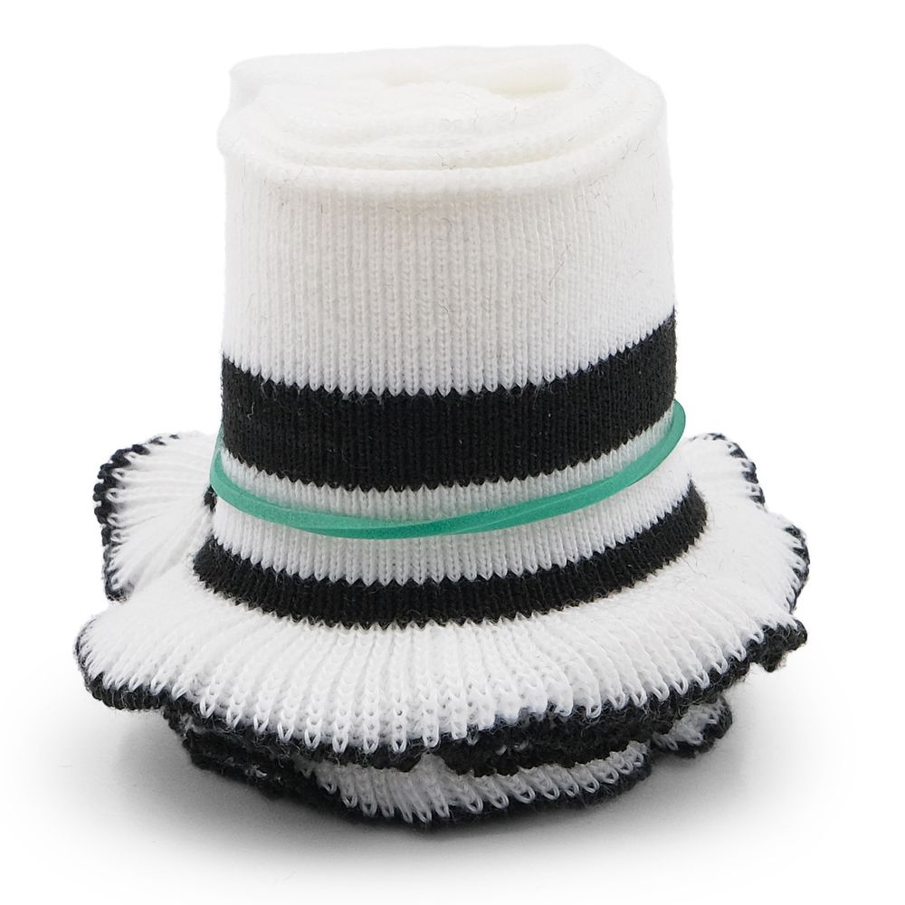 Подвяз (довяз) трикотажный с рюшами 6см, 1 метр, белый с черной полосой