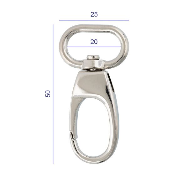Карабин металл 20.0 мм (50х25 мм), 10 шт, 04 никель, Gamma GH 117/20/10