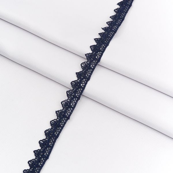 Кружево гипюр (плетёное) 20 мм / 13.7 метров, цв. т.синий, 21456