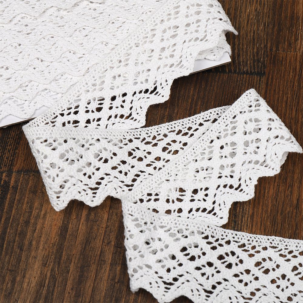 Кружево вязаное (тесьма) 50 мм / 3 метра, хлопок, TR.1003, цв.01 белый, 3 метра, Kruzhevo