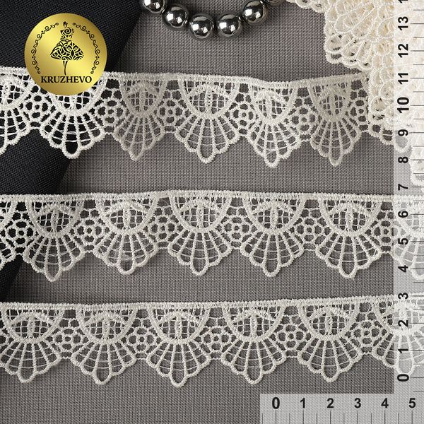 Кружево гипюр (плетёное) 30 мм / 13.71 метров, TBY.4GB2502, цв.F102 молочный