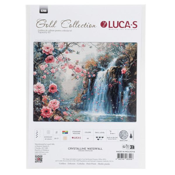 Набор для вышивания нитками Luca-S G708, гобелен Кристаллический водопад, 26,5х20см,Luca-S