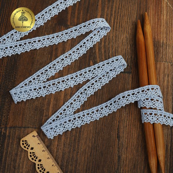 Кружево вязаное (тесьма) хлопковое 18мм арт.TR.1006 цв.голубой, уп.10м, Kruzhevo