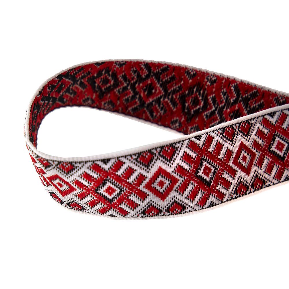 Лента (тесьма) жаккардовая 24.0 мм / 25±1 метров, рис. 9474, С1852Г17 (С3772Г17) белый/красный