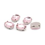 Хрустальные стразы в цапах овальной формы, розовый 10х14 мм, 5 шт., ОЦ007НН1014