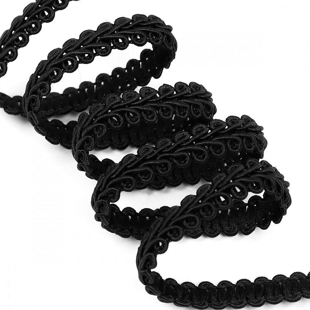 Тесьма Шанель плетеная 12 мм, 0384-0018 цв.черный уп.9м