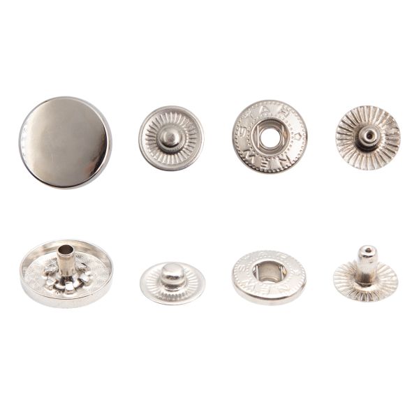 Кнопка Альфа (S-образная) ⌀15.0 мм, ≈50 шт, №54, Таблетка, МЕТАЛЛ, ответ. части 12.5 мм, никель, NEW STAR