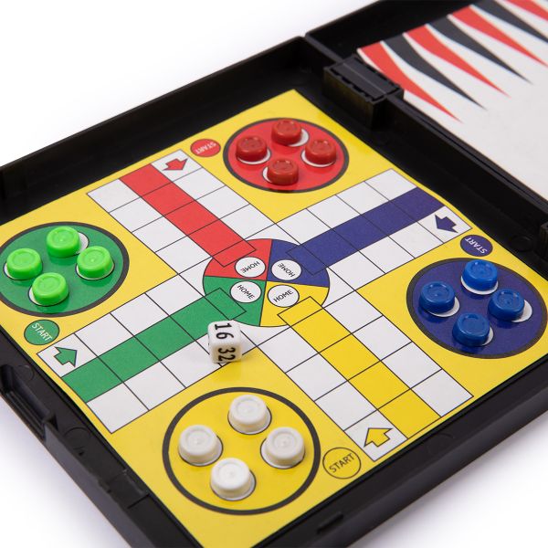 Игра настольная магнитная 5в1 Шашки, шахматы, лудо, змеи и лестницы, нарды, Delfbrick DLN-03