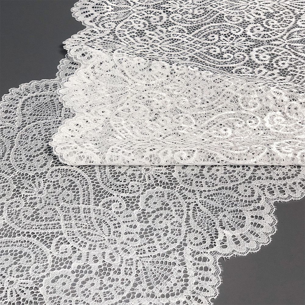 Кружево бельевое эластичное 240 мм / 25 м, 40992, цв.001 белый, Kruzhevo