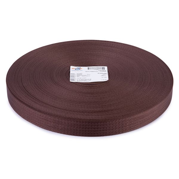 Стропа (ременная лента) 25 мм / 50 метров, [17.73 г/пог.м], 100% п/а, коричневый, Gamma 4с494