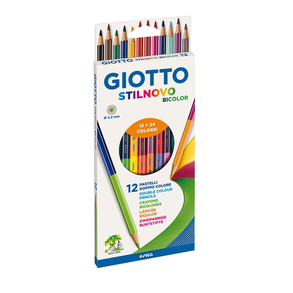 Карандаш цветной двусторонний шестигранный заточенный 24 цв. 12 шт, Giotto F256900