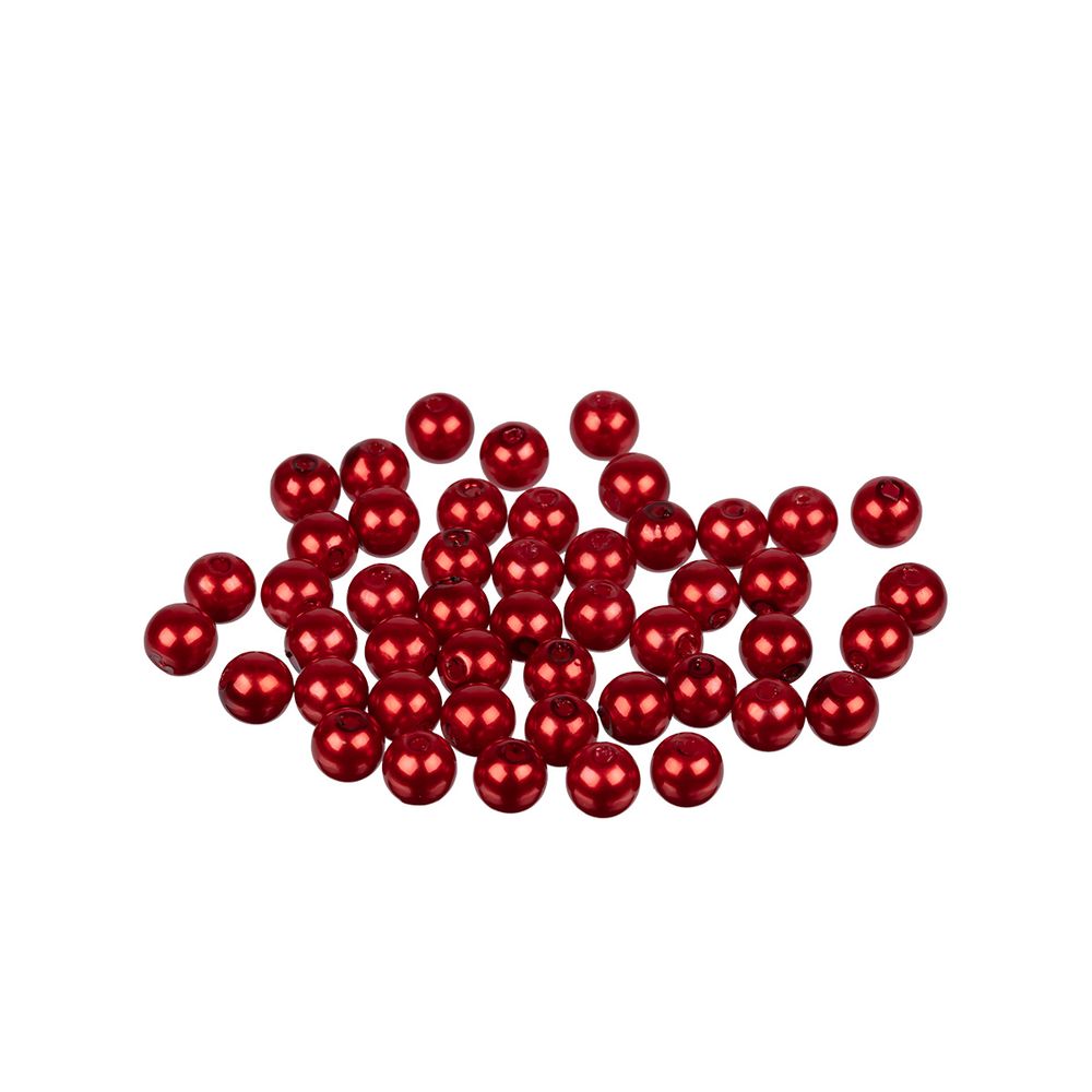 Бусины пластик ⌀8 мм, 50±2 шт, №09 ярко-красный, Zlatka PB-2