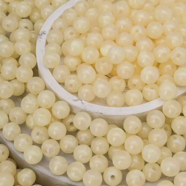 Бусины акрил ⌀10 мм, 500 г, дымка с золот. шиммером, круглые, AD001 белый, (7748707)2010 , Astra&Craft