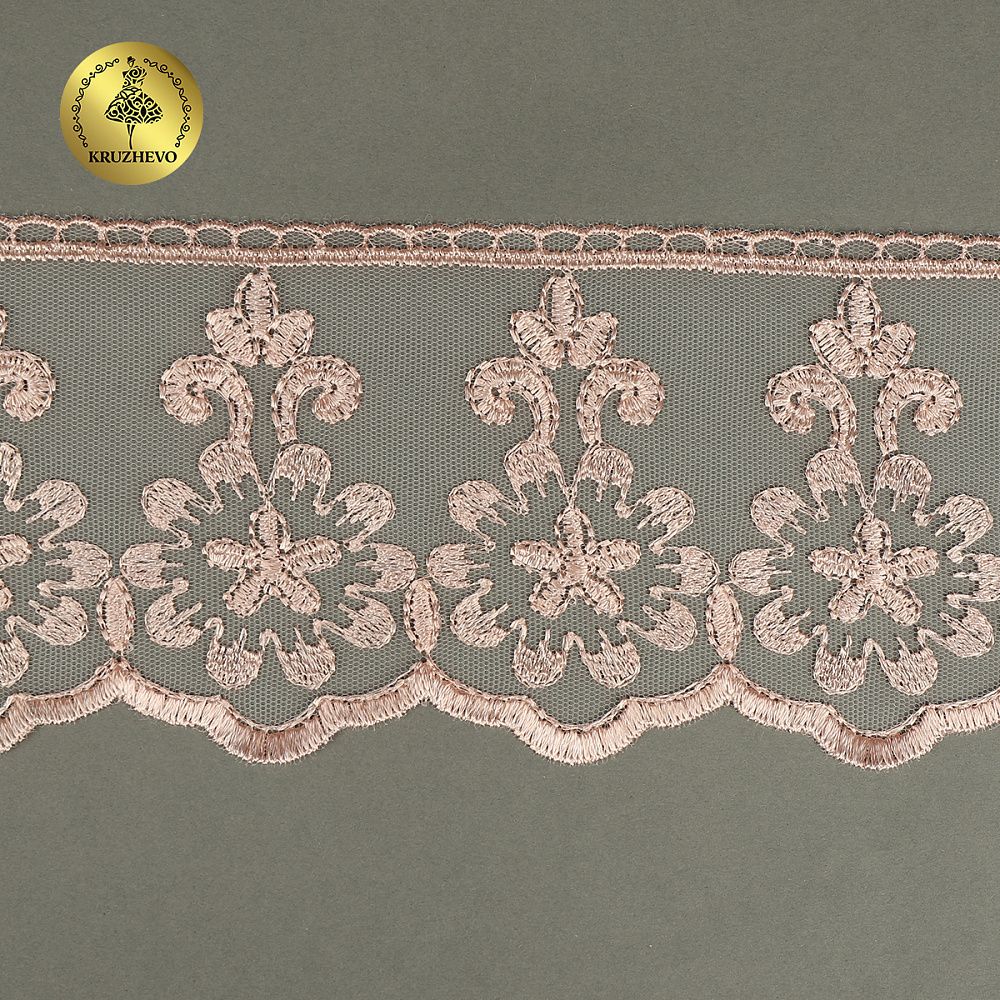 Кружево на сетке арт.TR.2108 85мм цв.розовый уп.13,5м, Kruzhevo