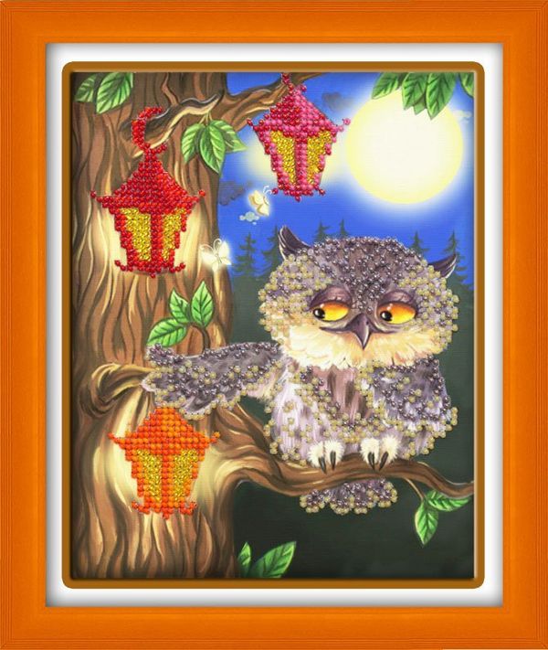 Набор для вышивания бисером Паутинка, Совушка 14х18 см