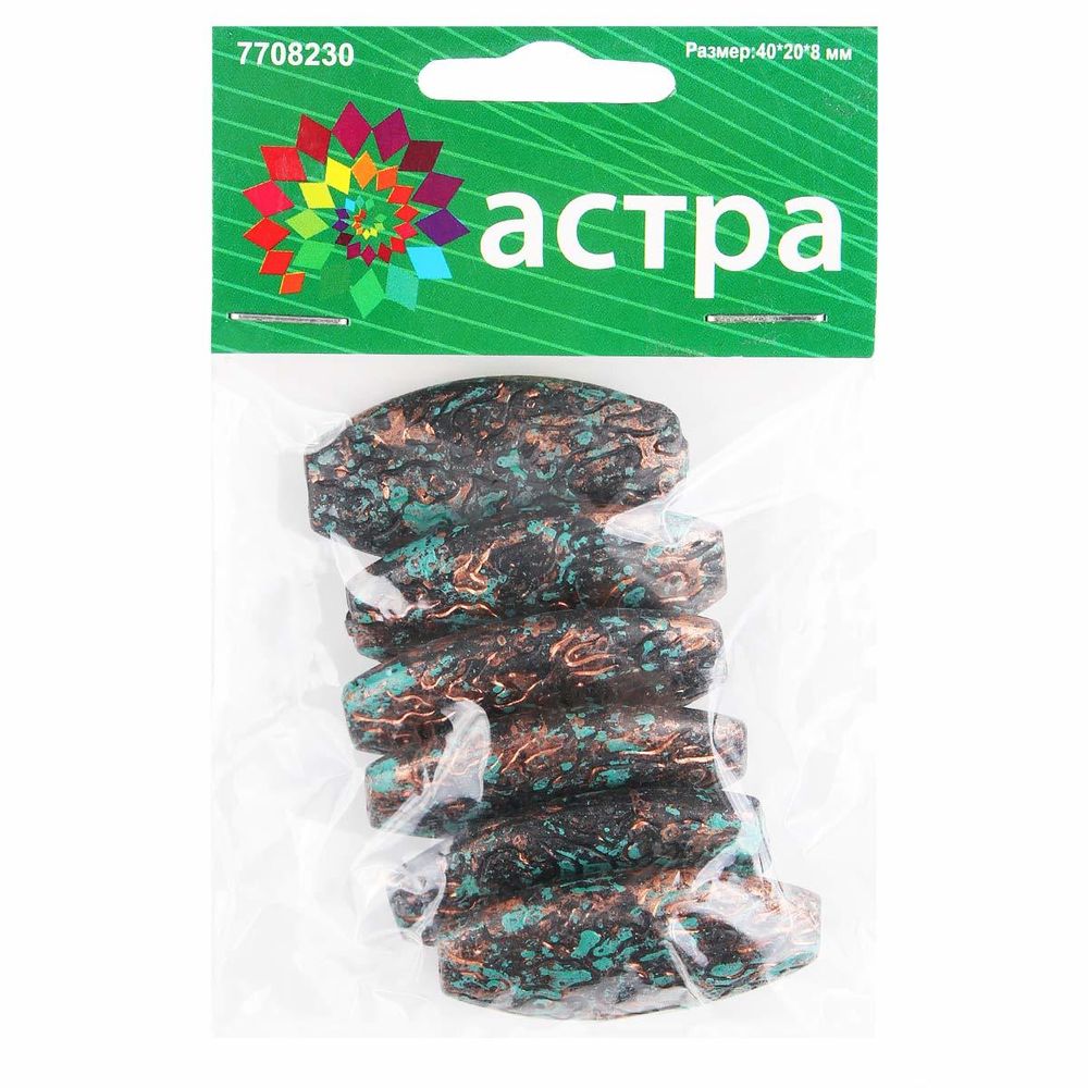 Бусины декоративные, 40х20х8 мм, упак., 6 шт, Астра /TOS/