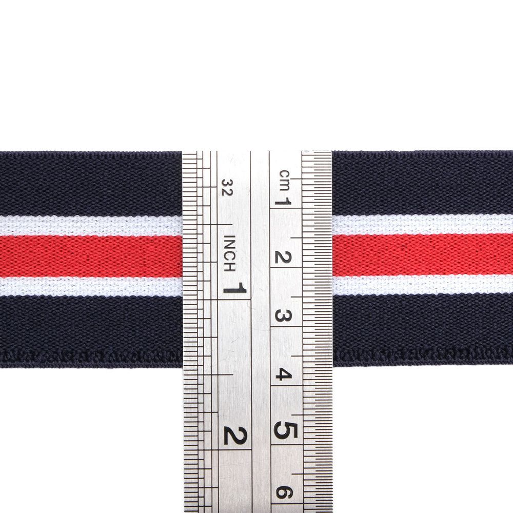 Резинка тканая 37.0 мм / 25 метров, т.синий/белый/красный