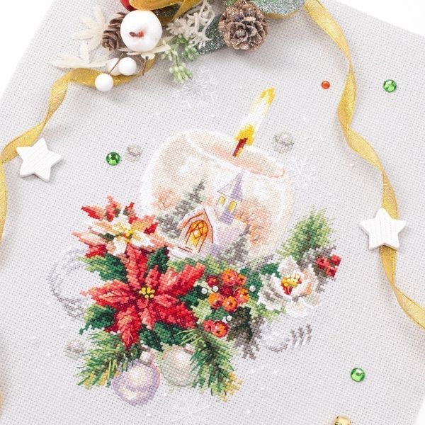 Набор для вышивания нитками Чудесная игла, Рождественская свеча 16х23 см