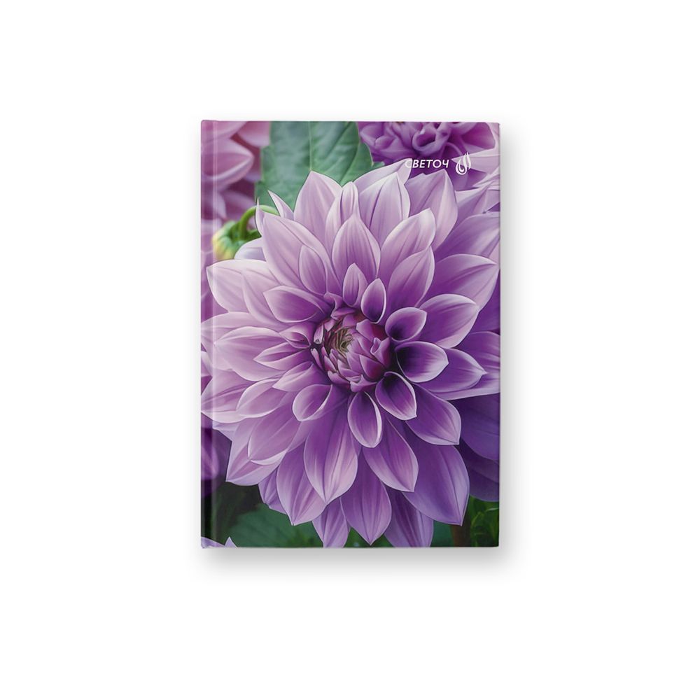 Бизнес-блокнот, матовая ламинация, ББ245 A6 64 л. 4 шт клетка, Георгины 01658, Светоч