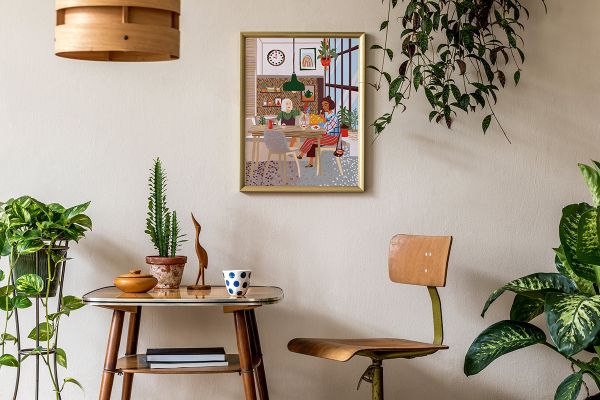 Картина по номерам Фрея, на картоне В кафе, 40х30 см