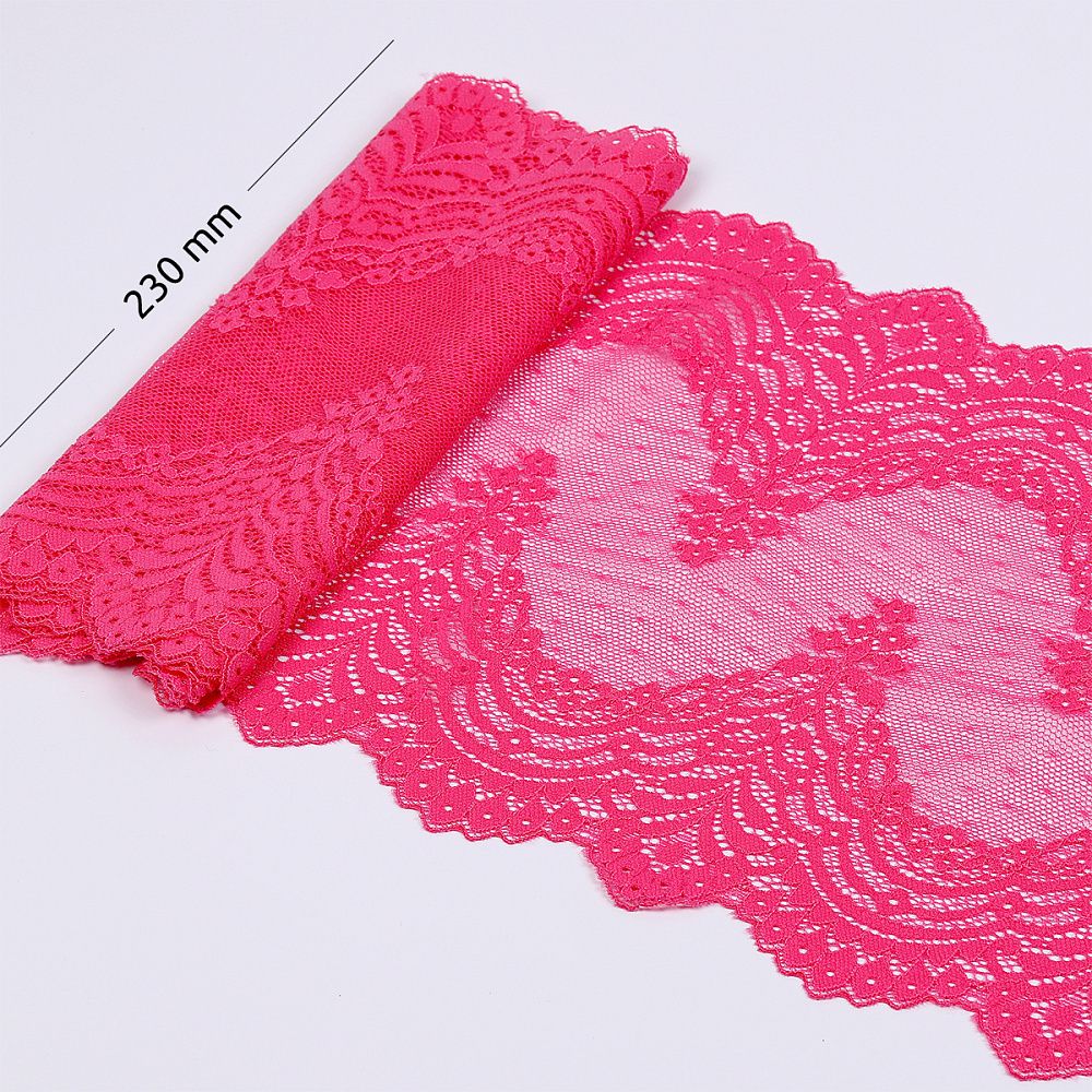 Кружево бельевое эластичное 230 мм / 10 м, 8036, цв.F144 розовый, Kruzhevo