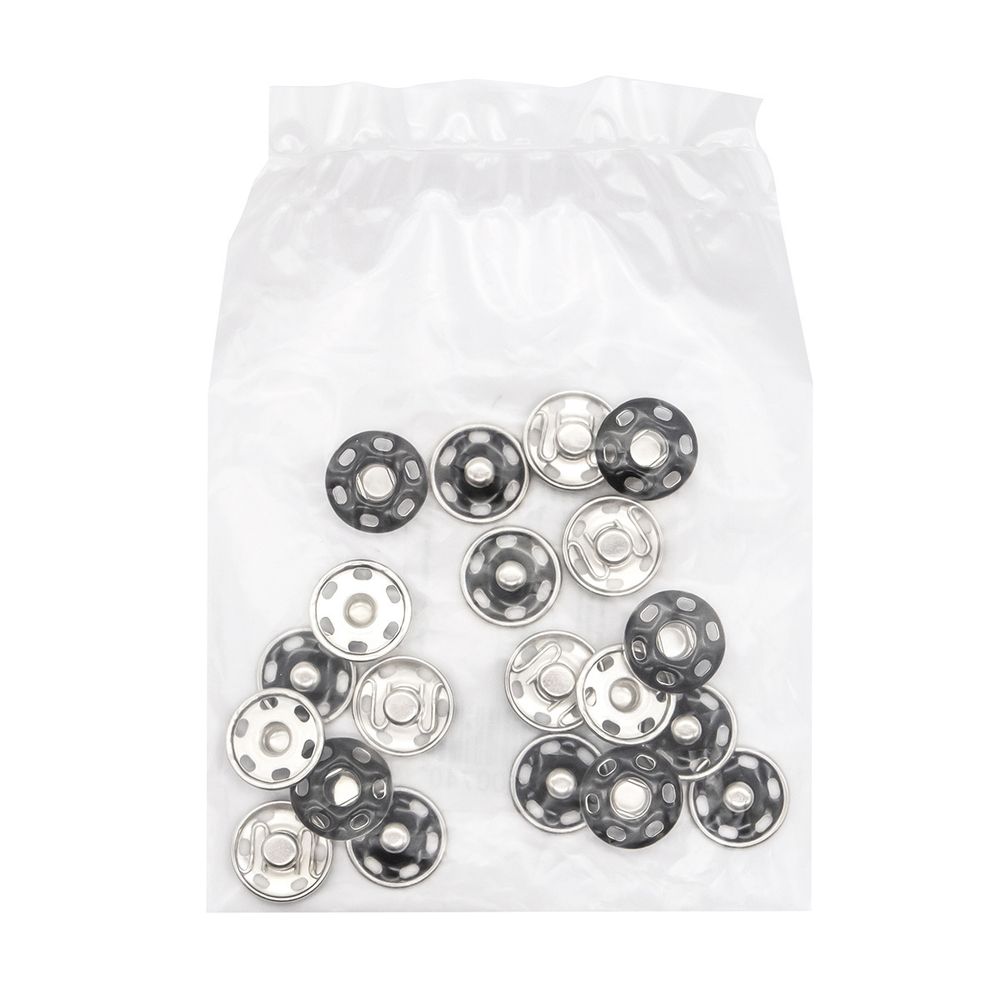 Кнопка пришивная металл ⌀12.5 мм, никель / черный, 10 шт, КПР6