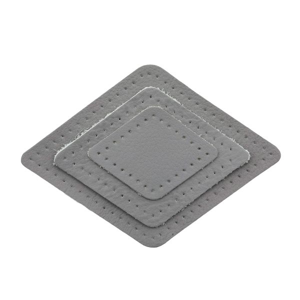 Набор заплаток пришивных из кожи, ромб 4х5,6см, 6х8,4см, 8х11,2см, с перфорацией, 3 шт (07 серый), 9405