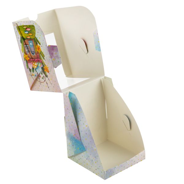 Коробка под кулич с двумя окнами 9.5х9.5х12.5 см, Пасхальный домик, S-Chief CBC-009