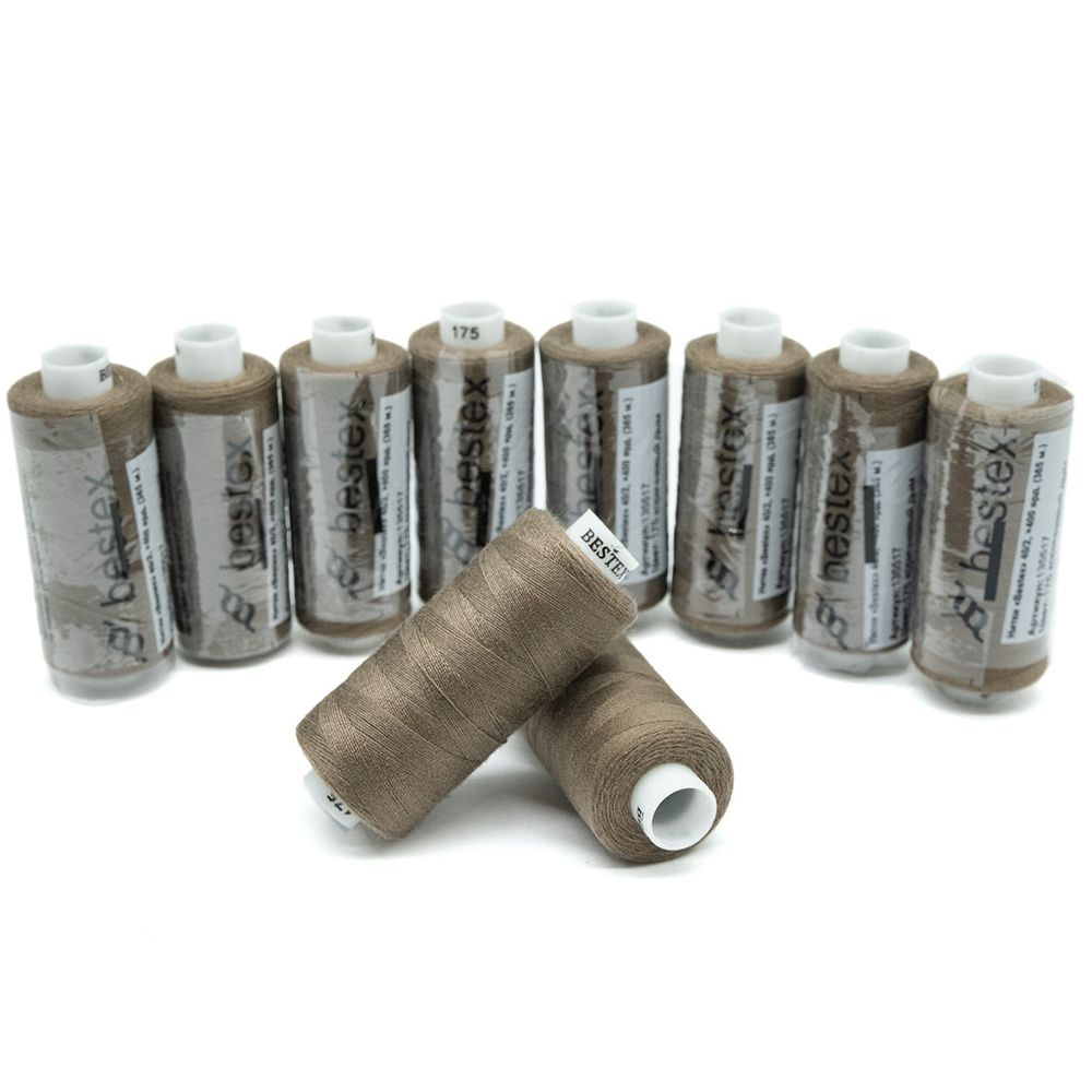 Нитки швейные бытовые Bestex 40/2, 365 м (400 ярд) / 10 кат., 175 коричневый дым